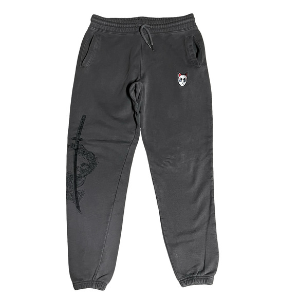 Hashira Studios Other - Hashira Studios Sweatpants Mens Small Gray Joggers Katana‎ Sword Graphic Patch